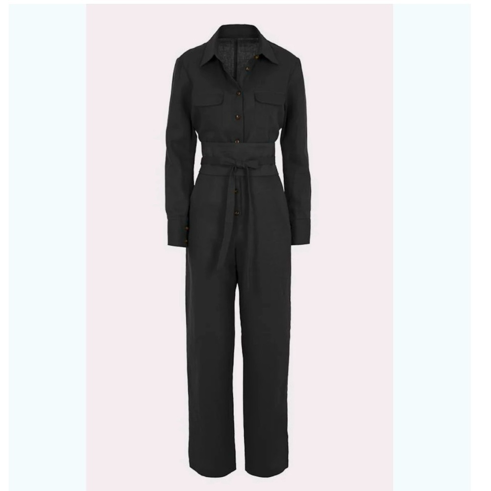 Usisi Sister Black Linen Jumpsuit Sz M Edna Style